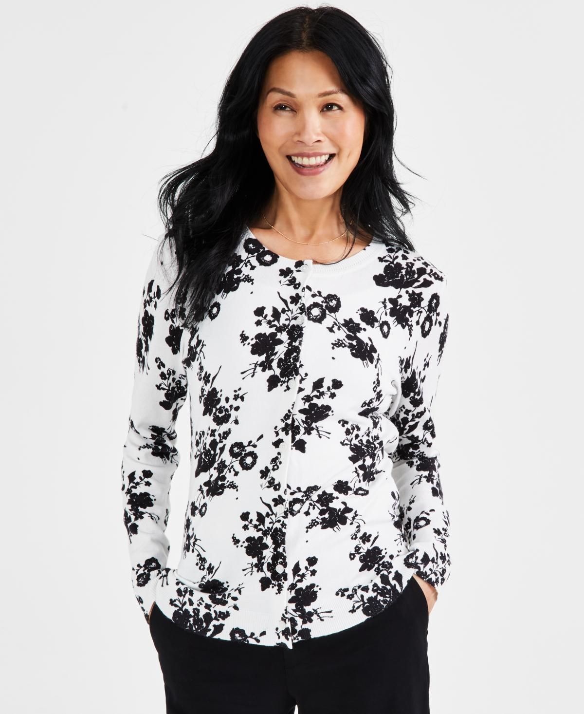 Style & Co Womens Printed Button-Up Cardigan Sweater, Created for Macys Product Image