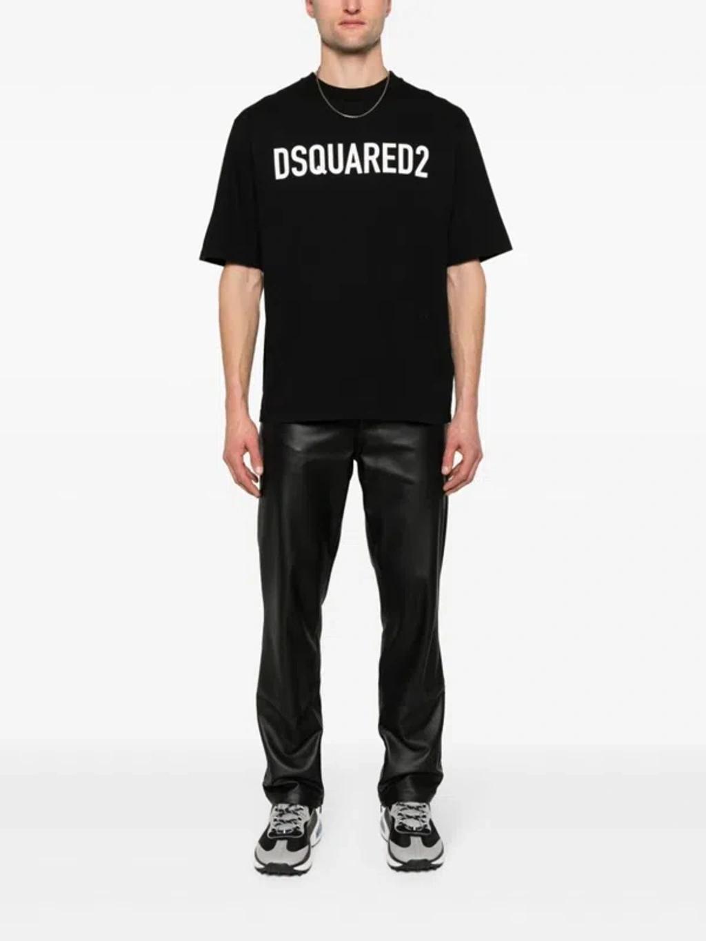 DSQUARED2 Mens Black Brand-print Crewneck Regular-fit Cotton-jersey T-shirt Product Image