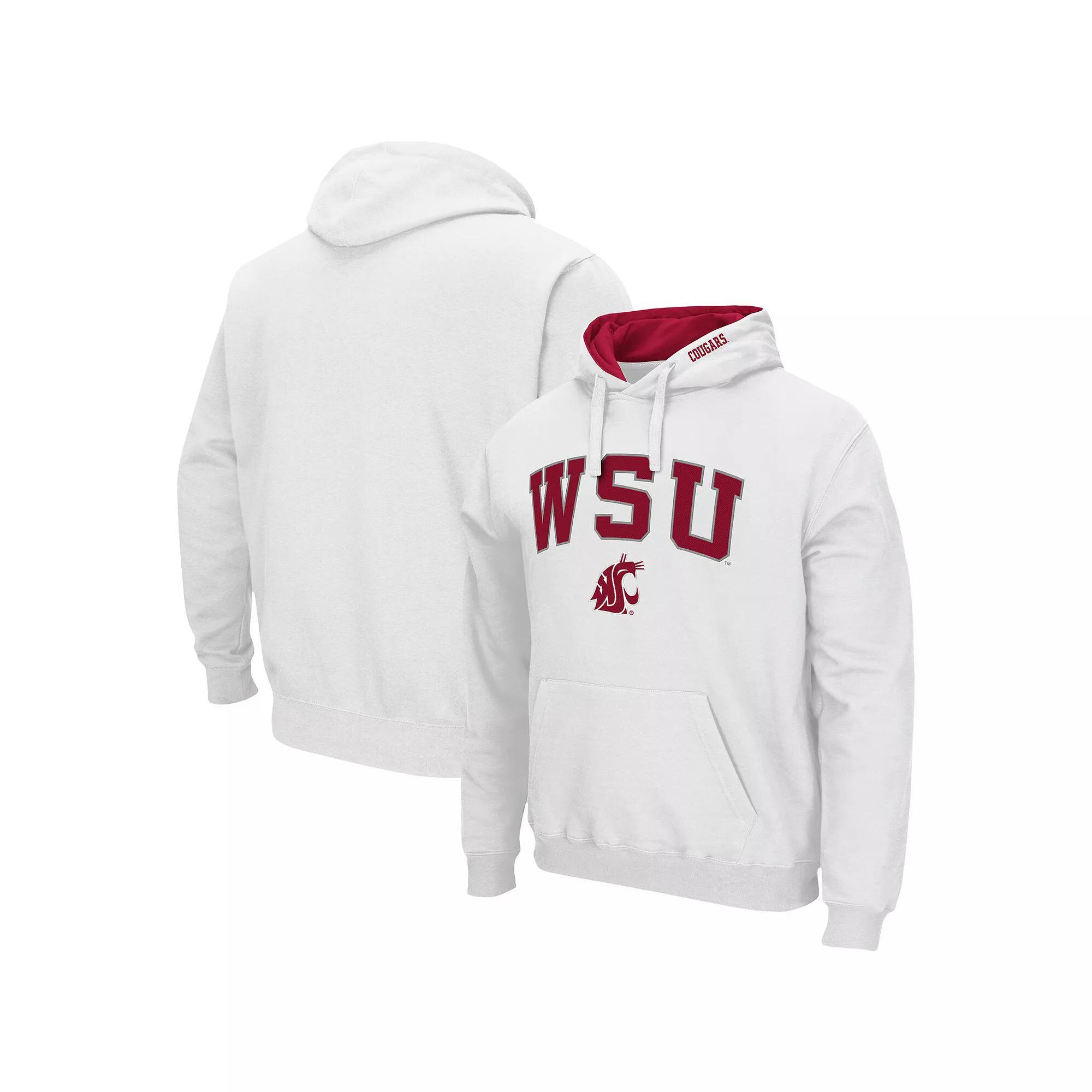 Men's Colosseum White Washington State Cougars Arch & Logo 3.0 Pullover Hoodie,  Product Image