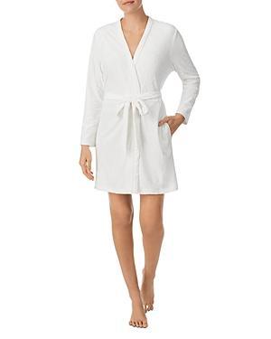 kate spade new york Embossed Floral Plush Long Sleeve Tie-Front Short Wrap Cozy Robe Product Image