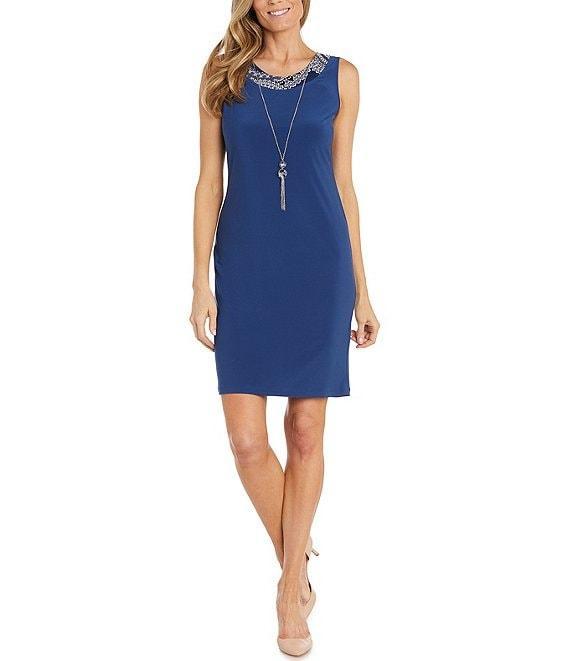 R & M Richards 3/4 Sleeve Crew Neck Printed 2-Piece Jacket Dress Product Image