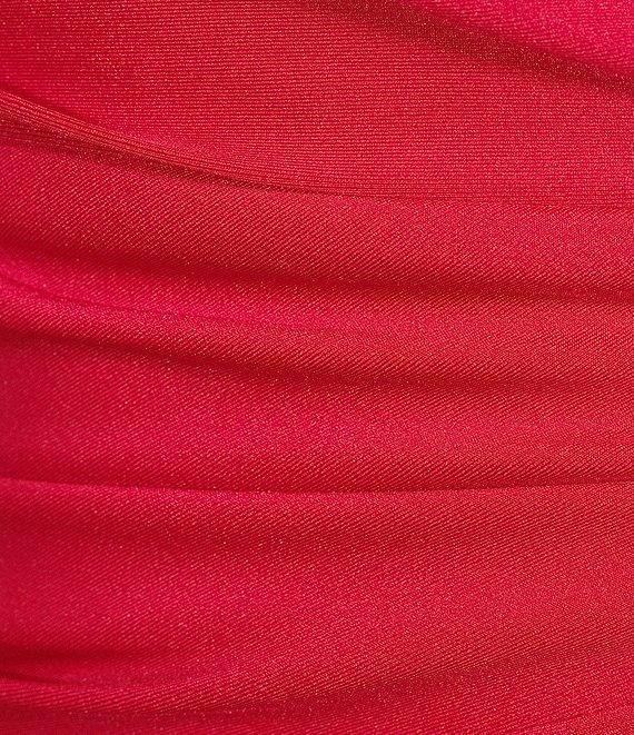 B. Darlin Straight Neck Spaghetti Strap Shirred Bodice Front Slit Dress Product Image