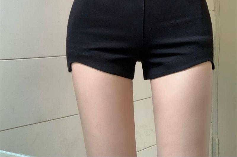 High Waist Plain Asymmetrical Shorts Product Image