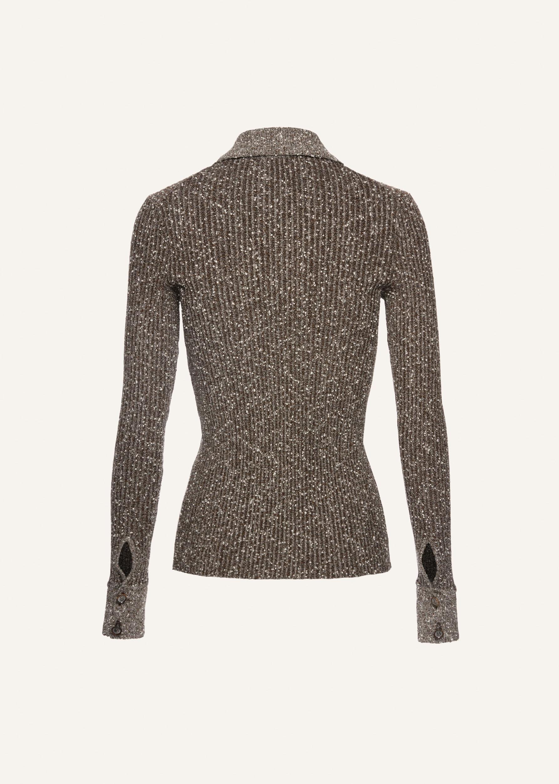 Button up knitwear cardigan in brown Product Image