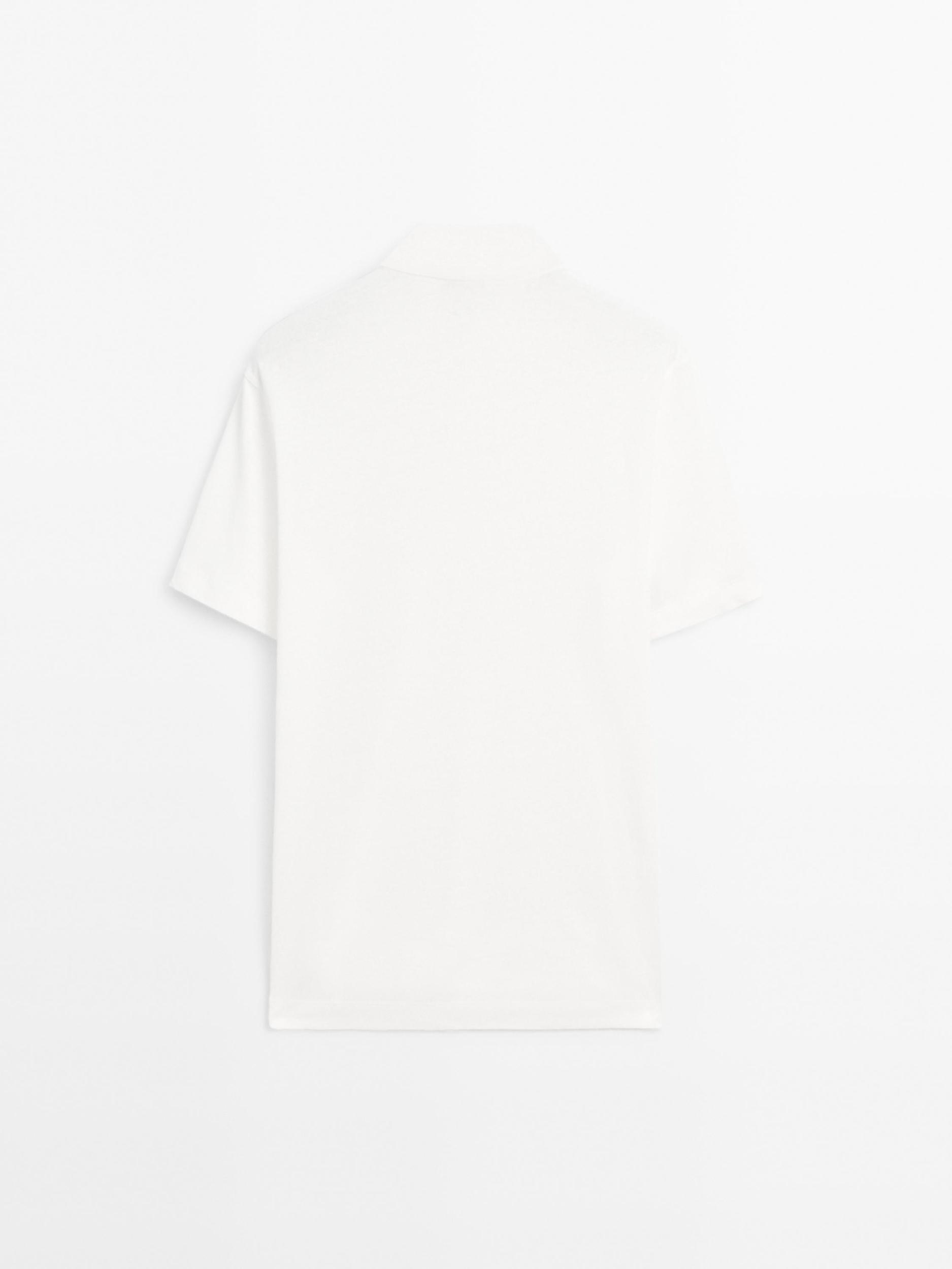 Short sleeve linen blend polo shirt Product Image