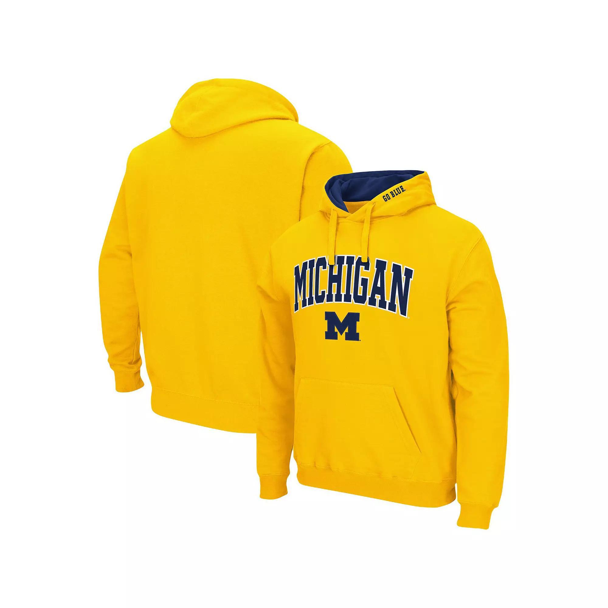 Men's Colosseum Maize Michigan Wolverines Arch & Logo 3.0 Pullover Hoodie,  Product Image
