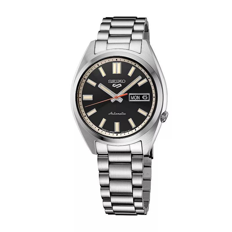 Mens Seiko 5 Sports Midsize Black Dial Stainless Steel Automatic Watch - SRPK89 Silver Product Image