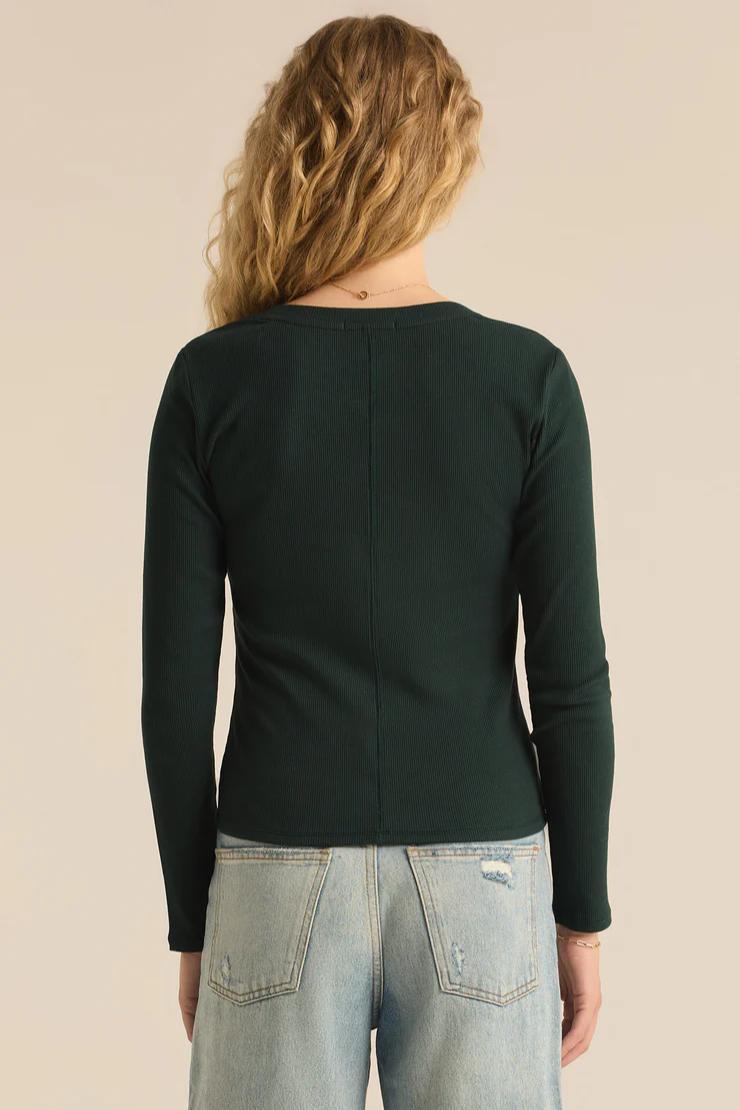 Sirena Rib Long Sleeve Top - Cyprus Green Product Image