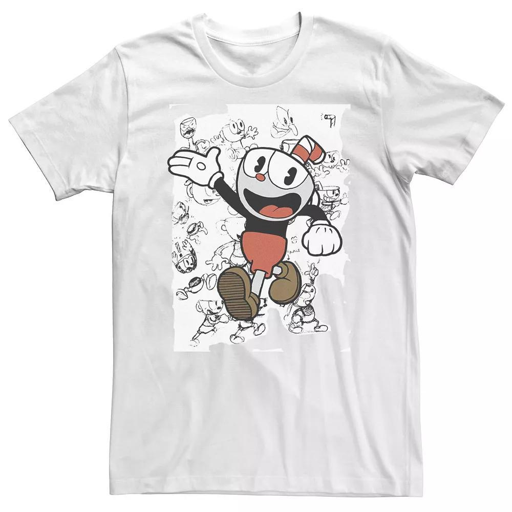 Big & Tall Cuphead Character Sketches Tee, Men's, Size: 4XLT, White Product Image