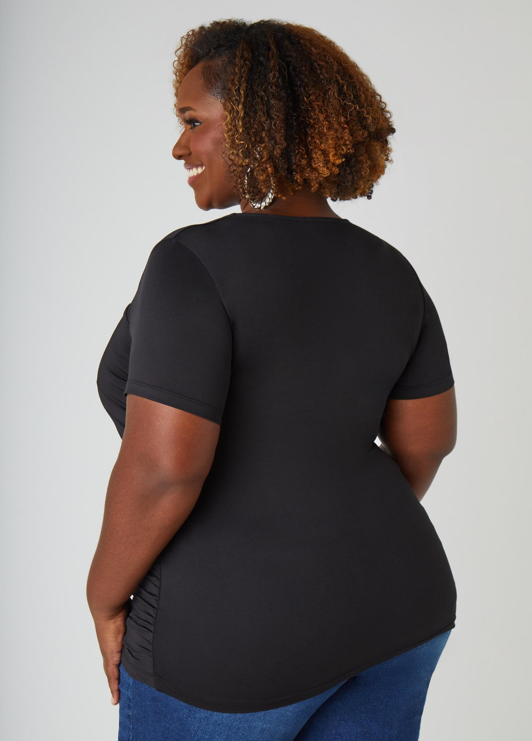 Plus Size Ruched Square Neck Top Ashley Stewart Product Image