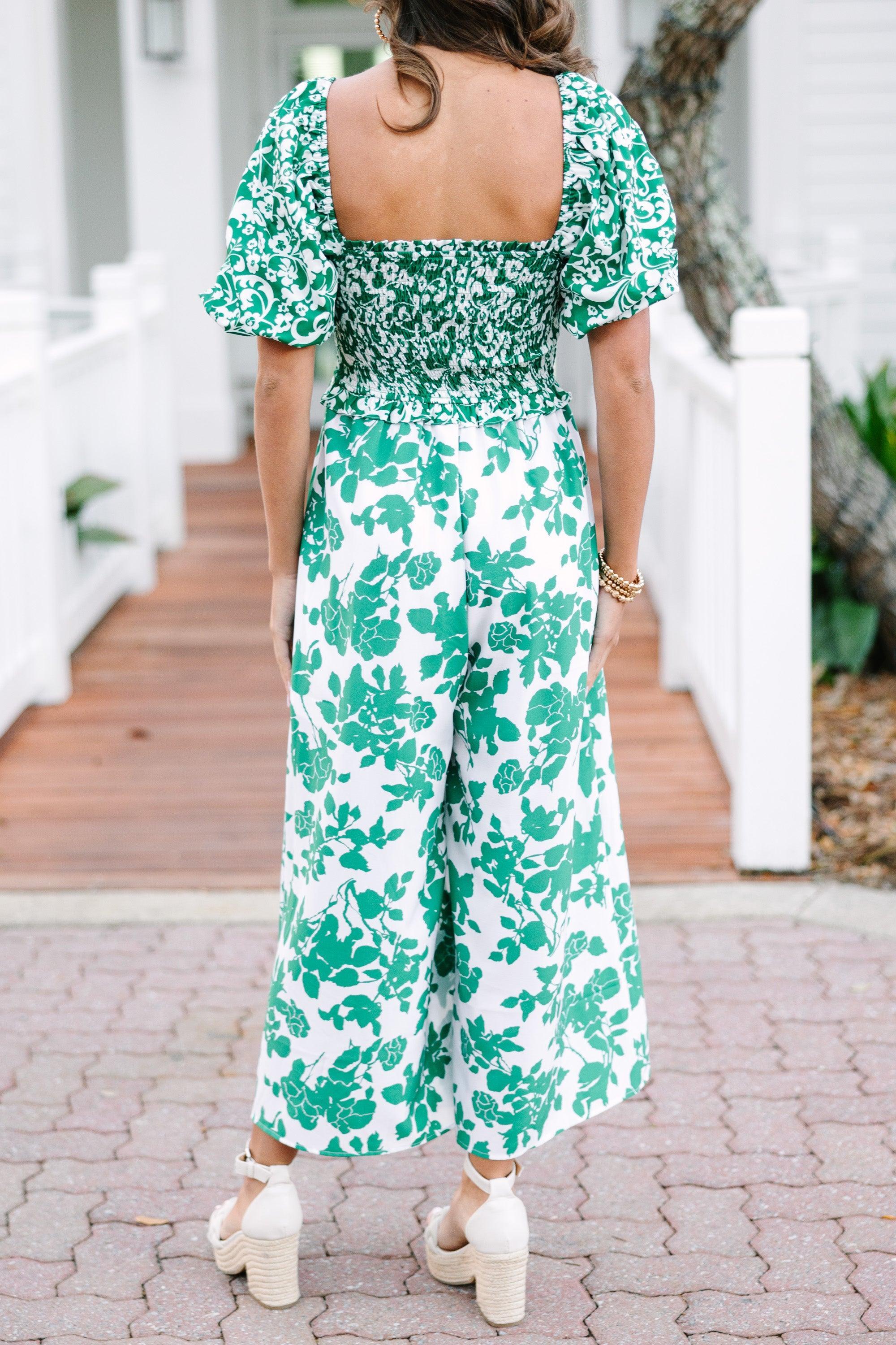 Lots To Love Green Floral Jumpsuit Female Product Image