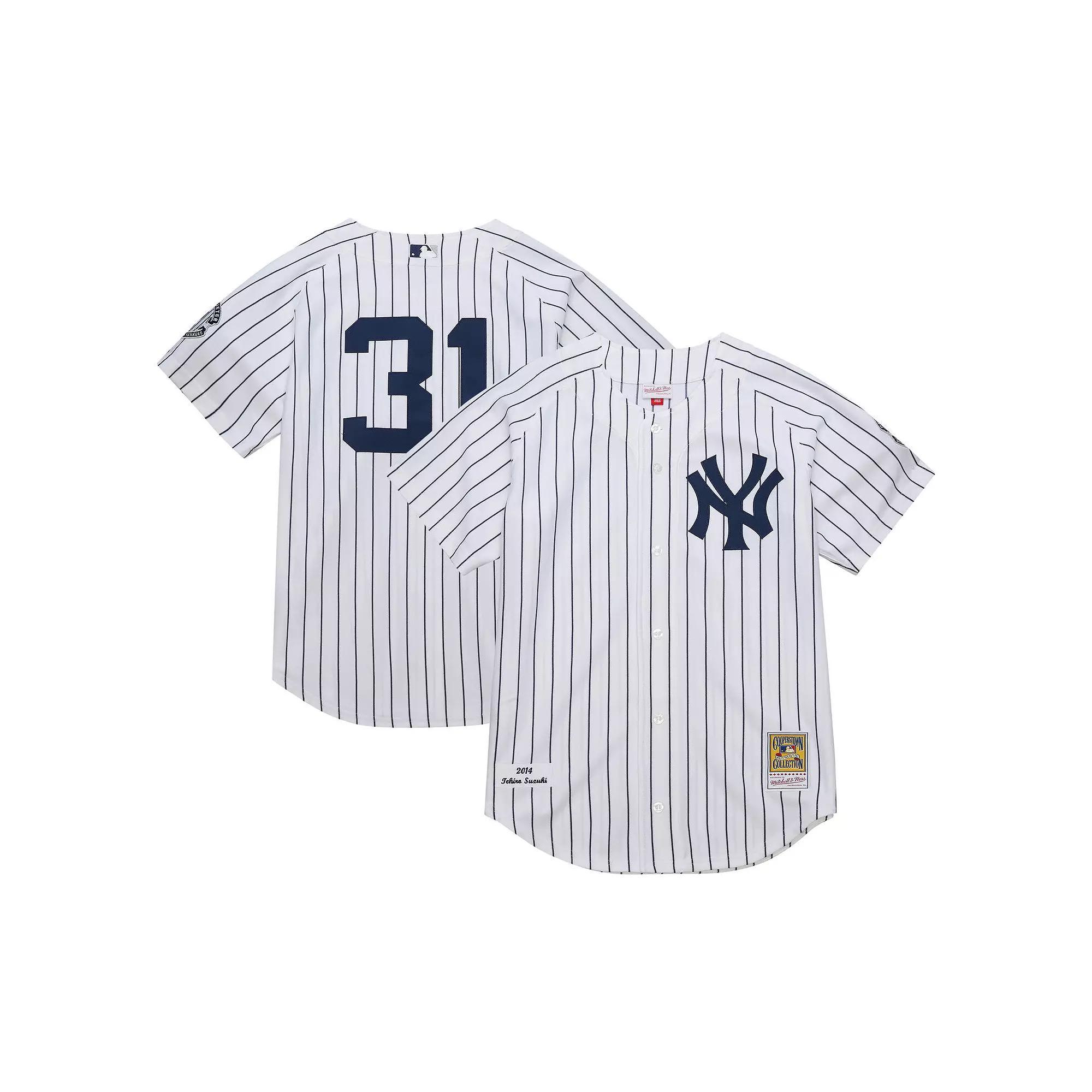 Men's Mitchell & Ness Ichiro Suzuki White New York Yankees 2014 Cooperstown Collection Authentic Throwback Jersey, Size: Large Product Image