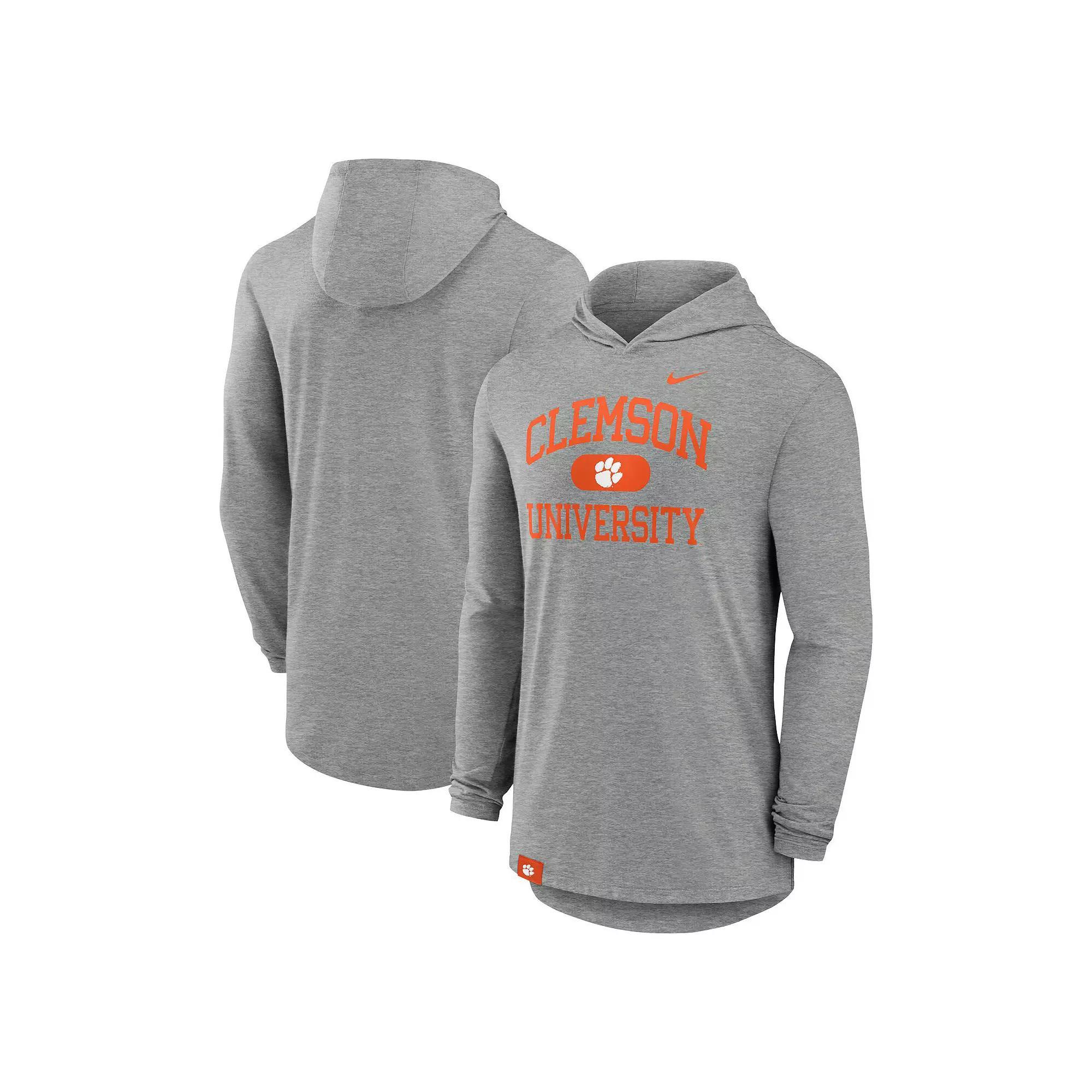 Men's Nike Heather Gray Clemson Tigers Blitz Hoodie Long Sleeve T-Shirt,  Product Image