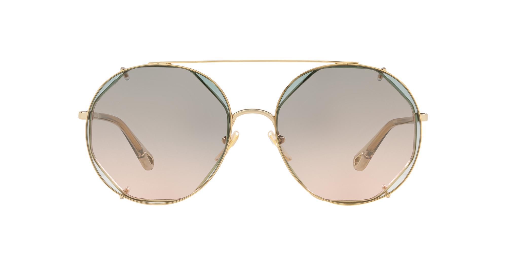 CHLOÉ Women's Clip-on Sunglasses Ch0041s 001 Gold/clear 57mm Product Image