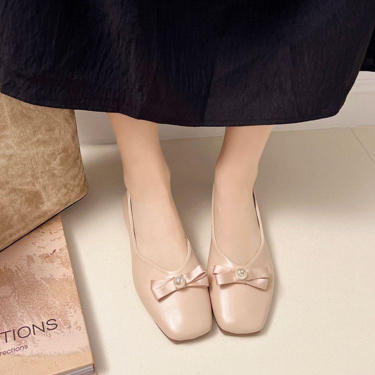 Square Toe Bow Ballet Flats Product Image