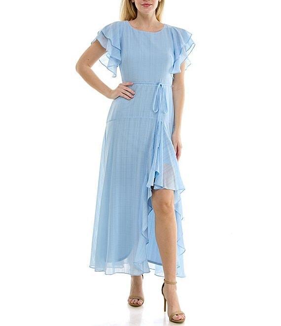 Moda Tara Flutter Sleeve Chiffon Sheath Maxi Dress Product Image