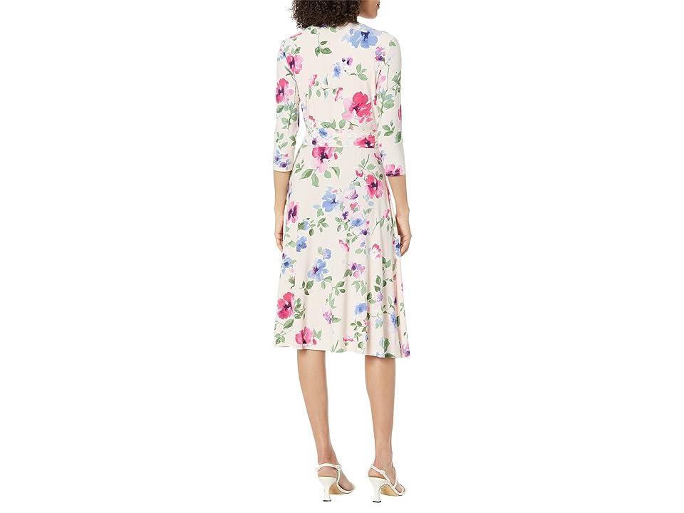 Lauren Ralph Lauren Floral Surplice Jersey Dress Multi) Women's Dress Product Image