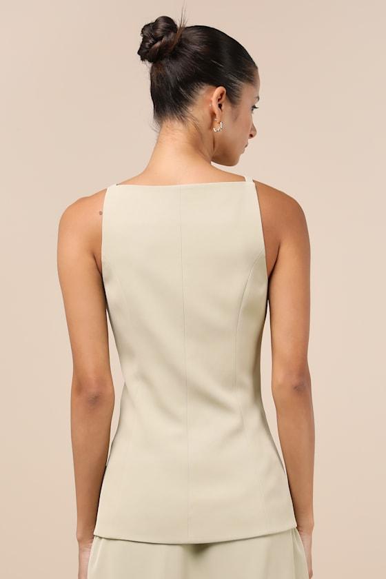 Polished Influence Light Green Button-Front Vest Top Product Image