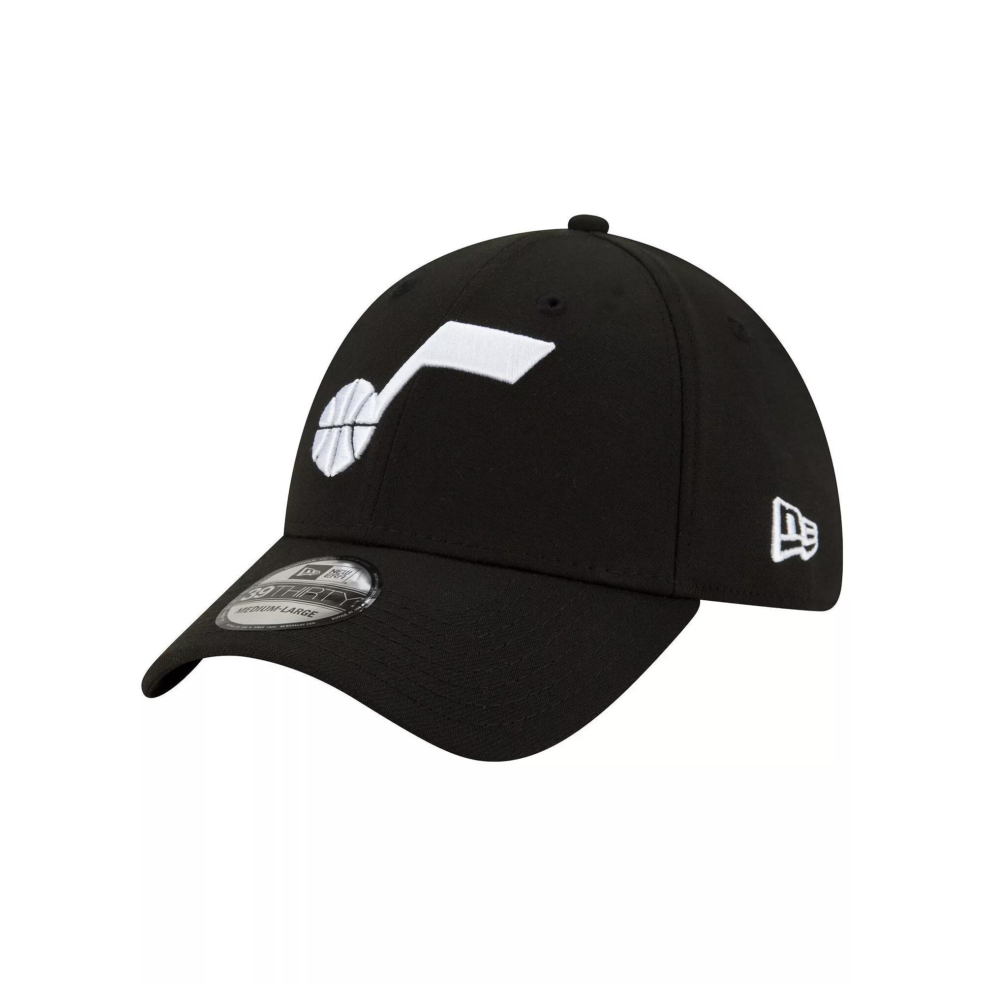 Men's New Era Black Utah Jazz Logo 39THIRTY Flex Hat,  Product Image