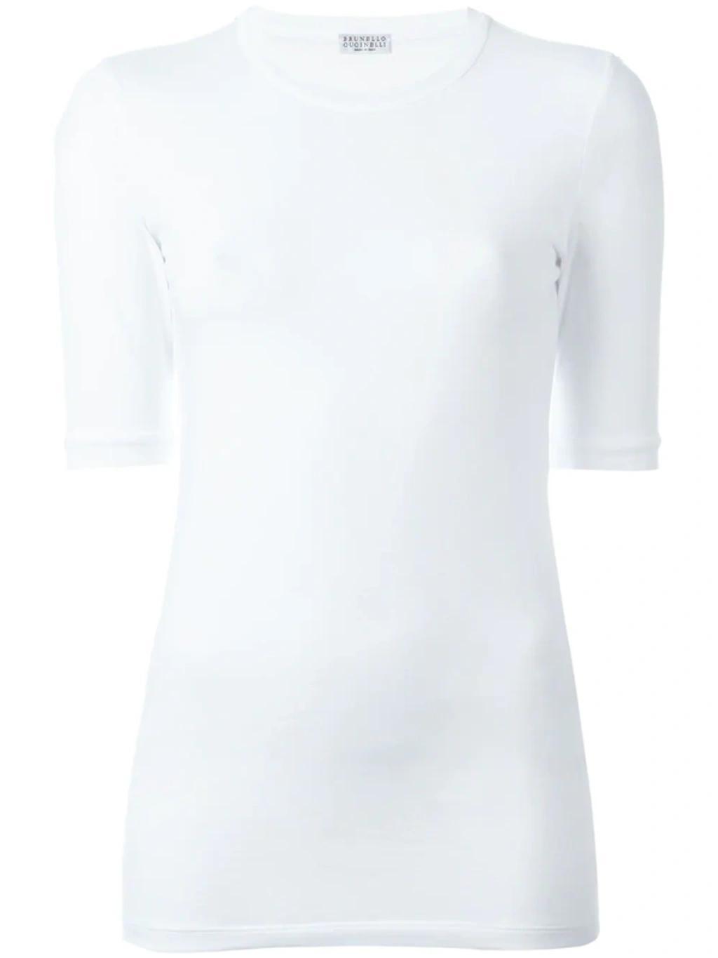 BRUNELLO CUCINELLI Half Sleeve T-shirt In White Product Image