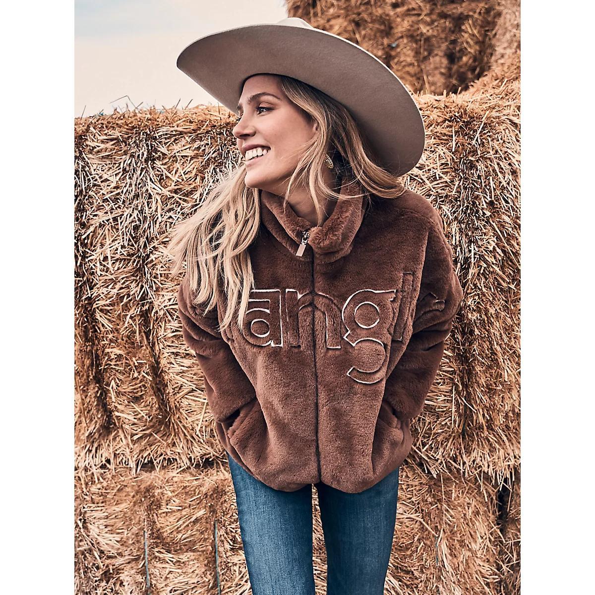 Women's Wrangler Logo Fuzzy Zip Jacket in Teddy Product Image