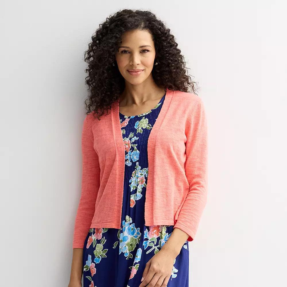 Women's Croft & Barrow® Open Front Cardigan, Size: Small, Simply Pink Product Image