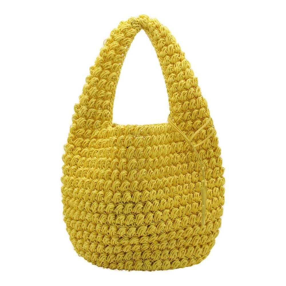 JW ANDERSON Logo Charm Popcorn Large Basket Bag In Yellow Product Image