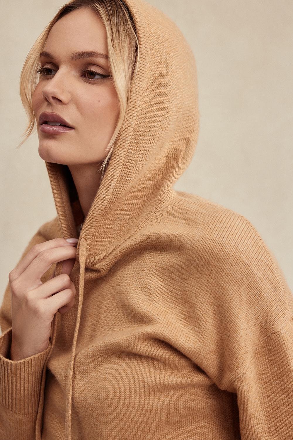 Jionni Camel Cashmere Blend Hoodie Product Image