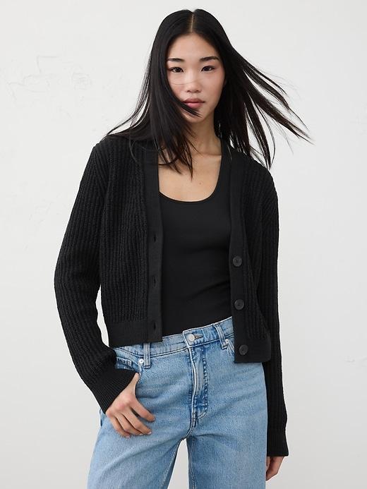 Cropped Textured Cardigan Sweater Product Image