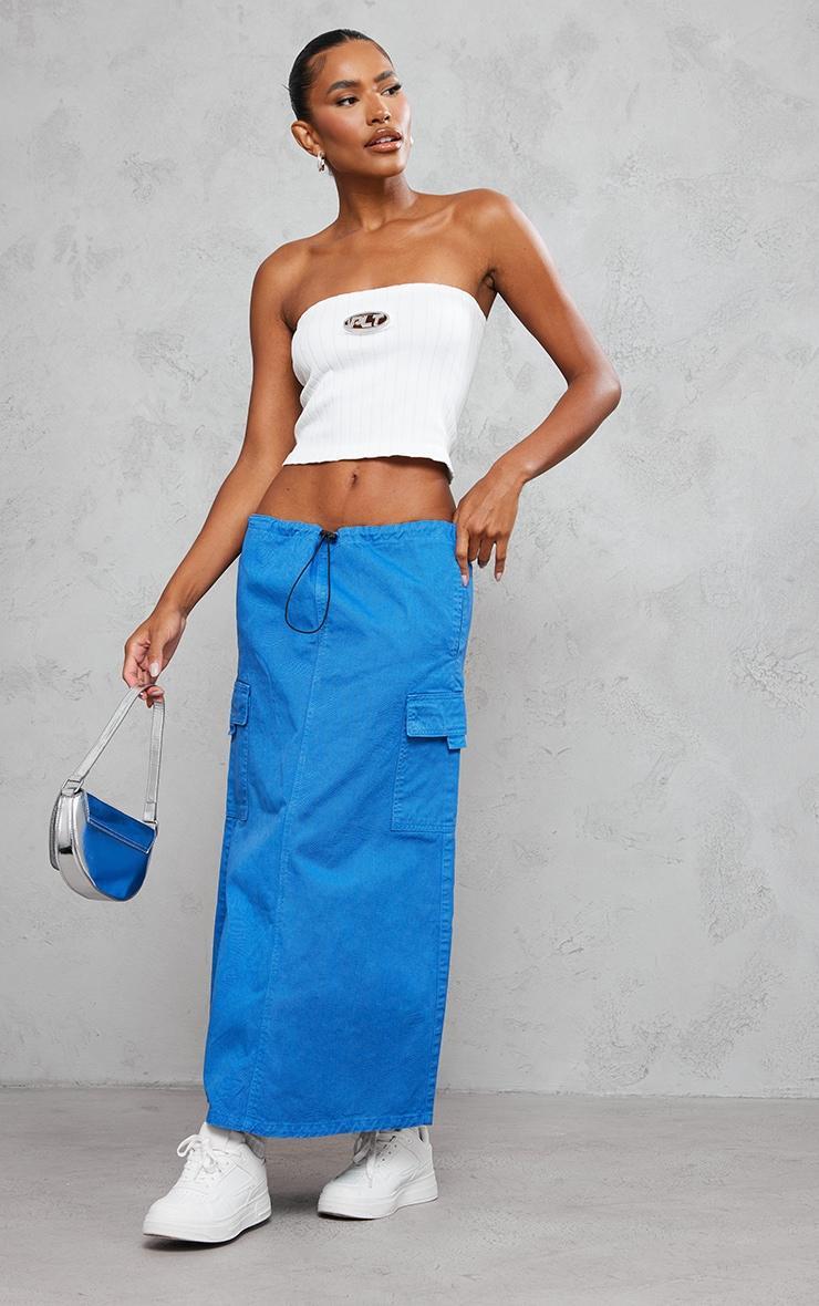 Steel Blue Twill Toggle Washed Midaxi Skirt Product Image