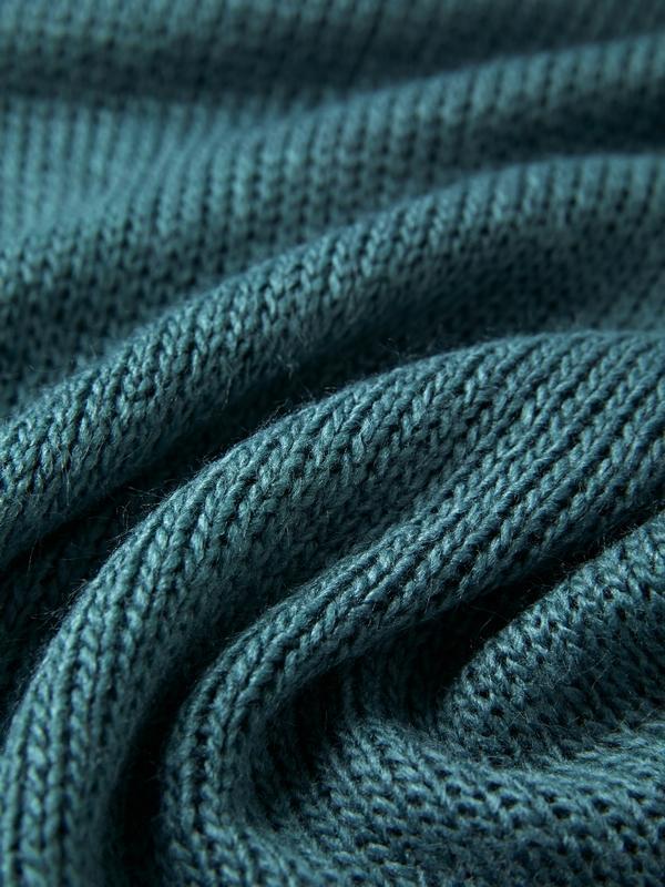 Solid Color Backless Lace Up Long Sleeve Knit Product Image