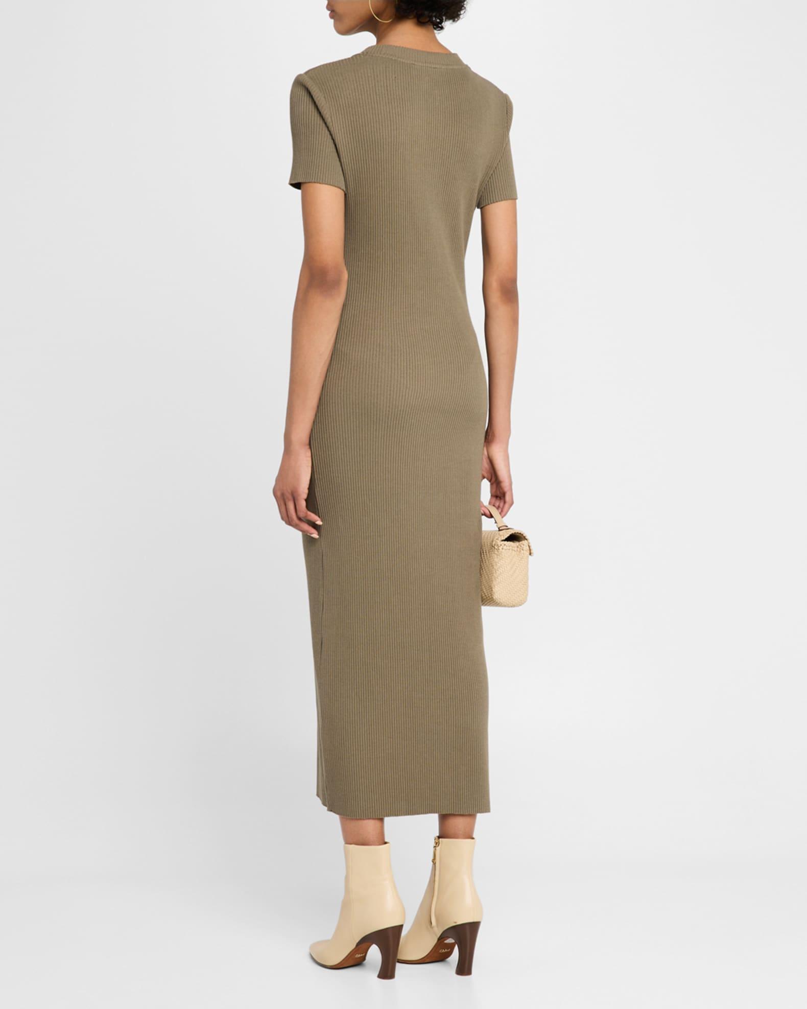 Short-Sleeve Ribbed Midi Dress Product Image