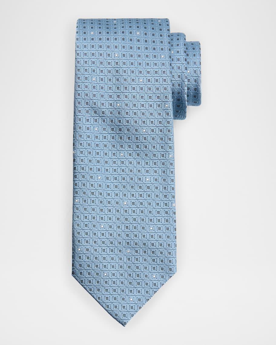 Mens Geometric Jacquard Silk Tie Product Image