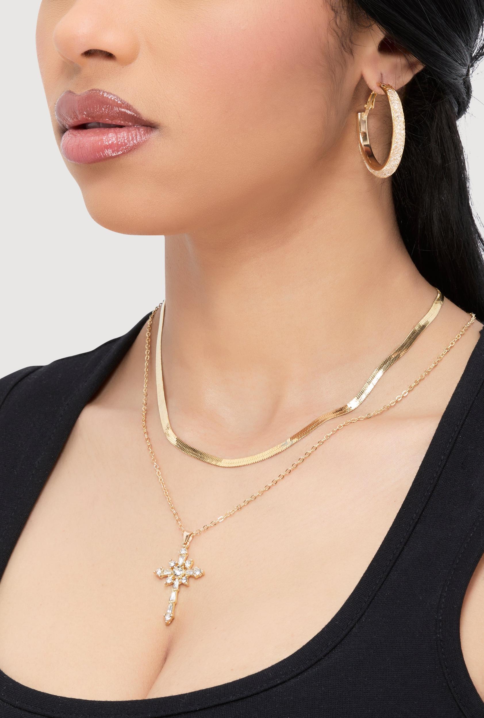 Layered Rhinestone Bracelet and Rings Set Unisex Product Image