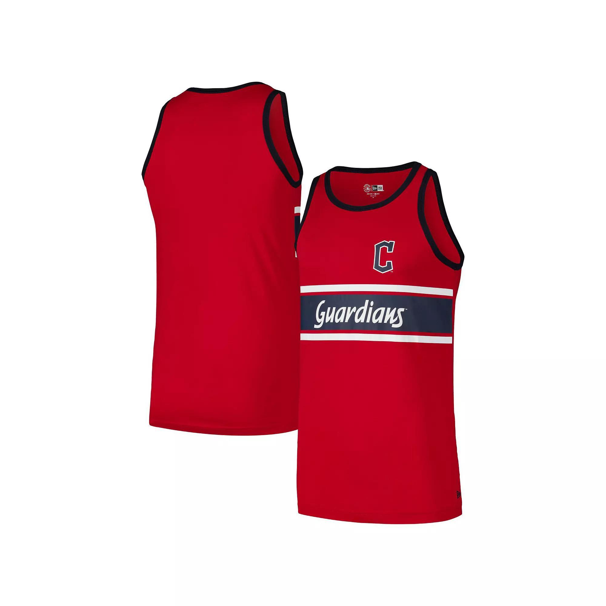 Men's New Era Red Cleveland Guardians Jersey Ringer Tank Top,  Product Image