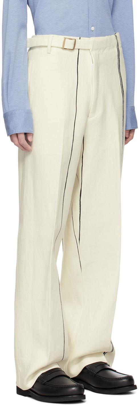 ZEGNA Off-white Striped Trousers In 7t7030a7 Off White Product Image