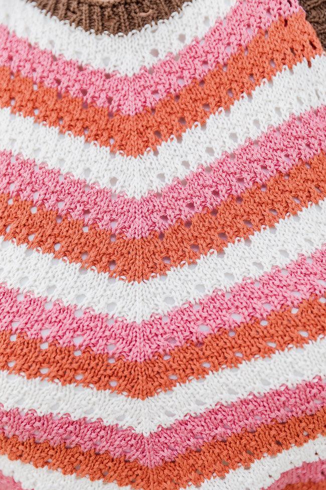 See The Good Pink Multi Striped Crochet Halter Tank FINAL SALE Product Image