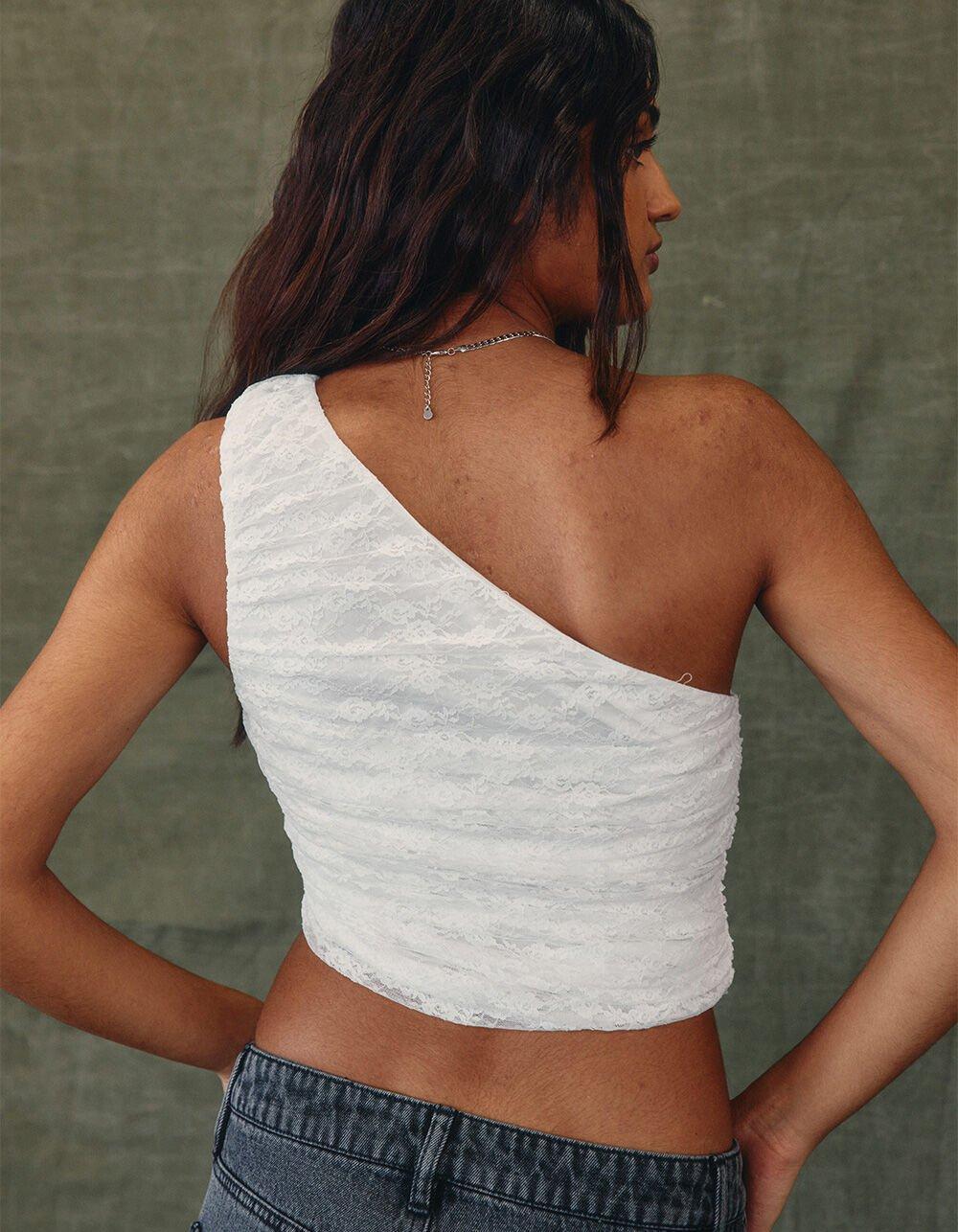 WEST OF MELROSE Lace One Shoulder Womens Top Product Image