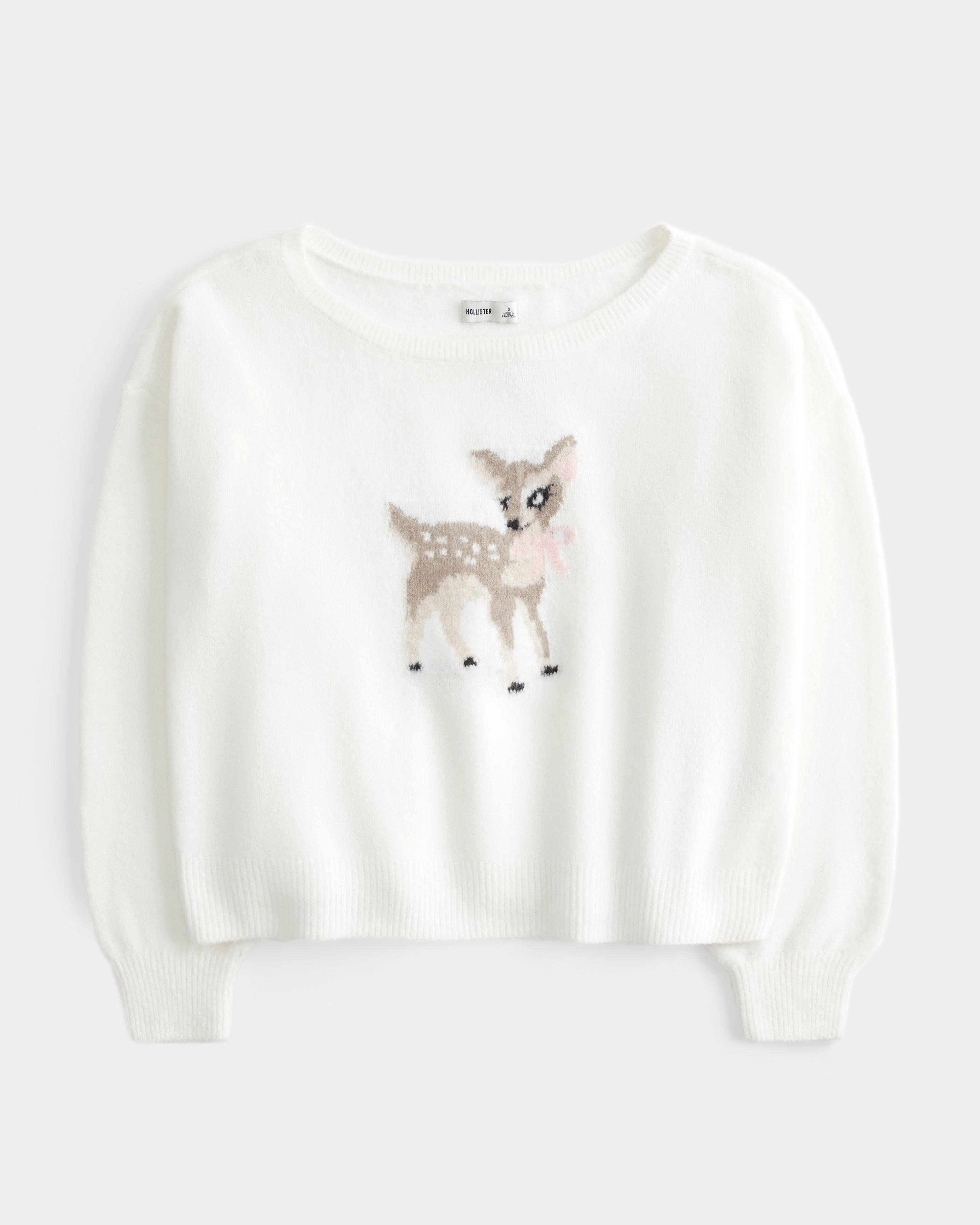 Hollister Comfy Cloud Easy Off-the-Shoulder Puppy Graphic Sweater Product Image