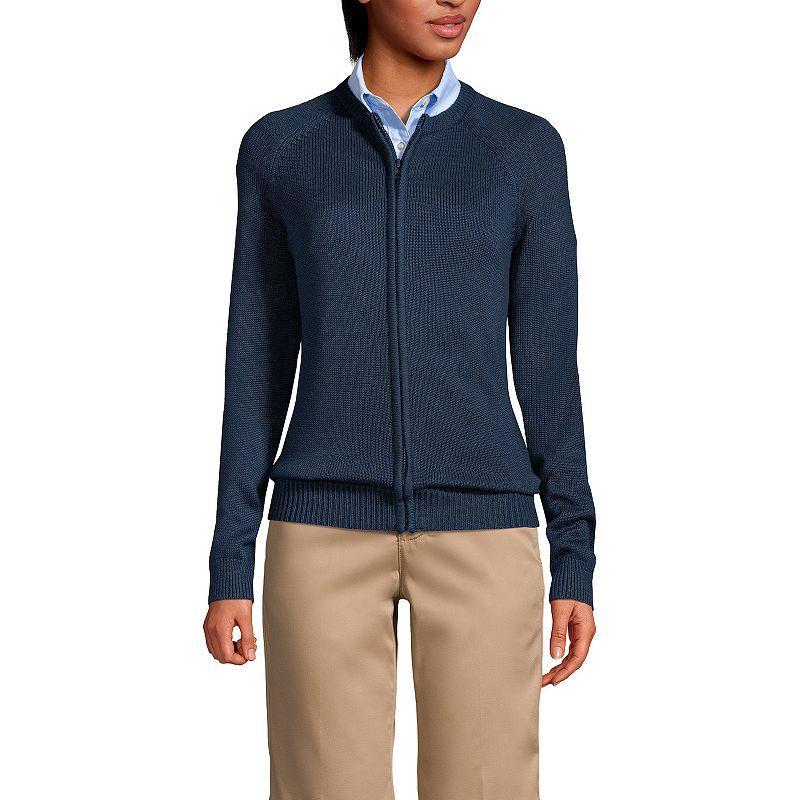 Women's Lands' End School Uniform Zipper-Front Cardigan Sweater,  Product Image