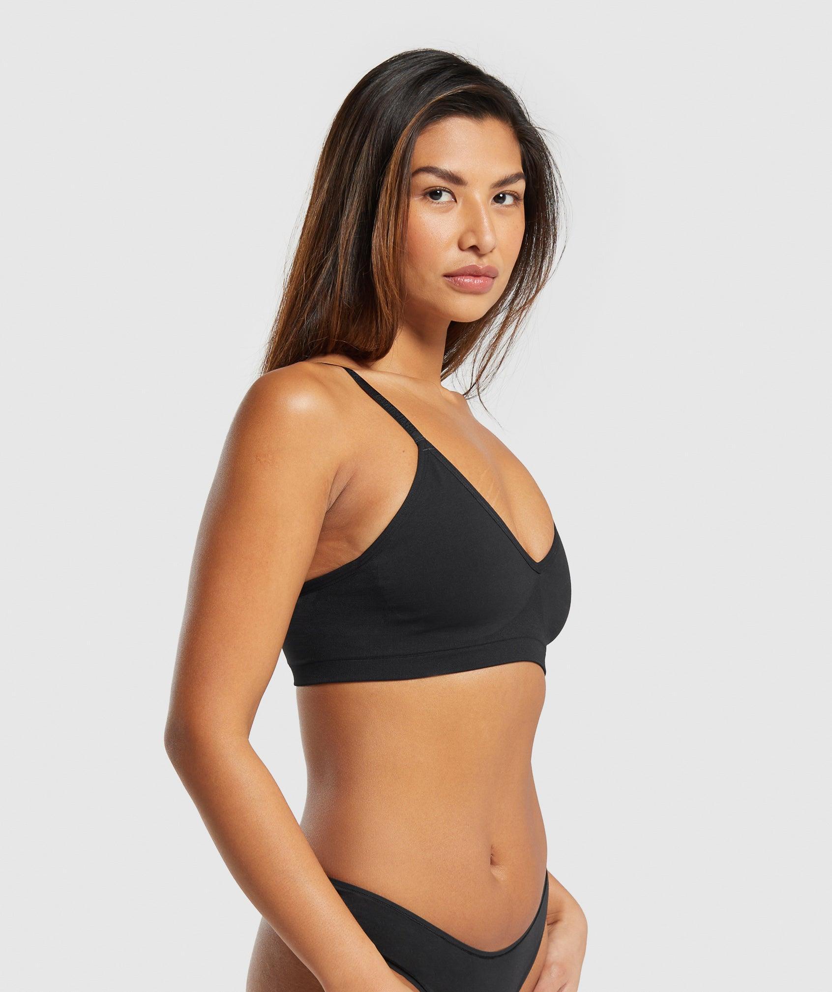 Gymshark Seamless V Neck Bralette - Black Female Product Image