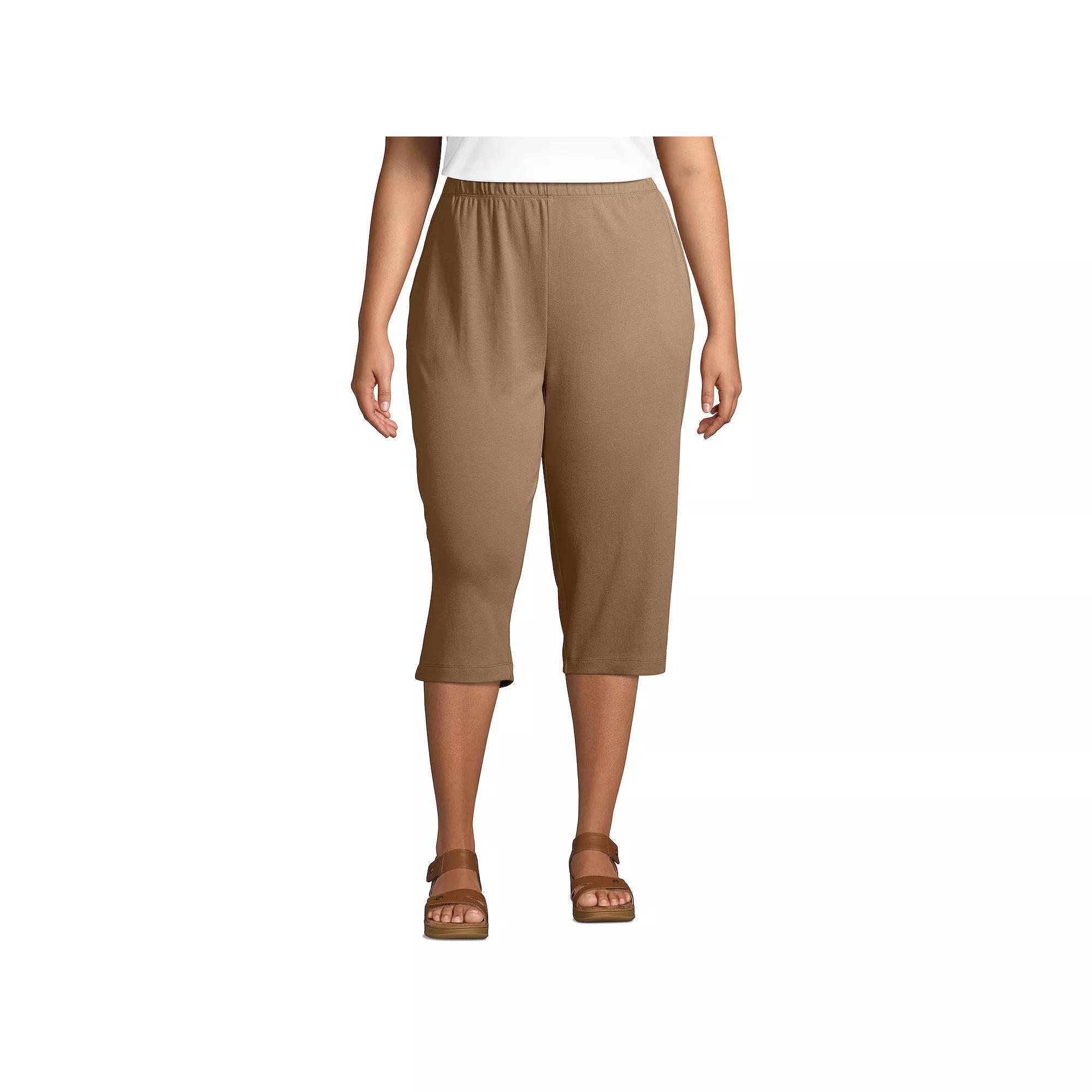 Plus Size Lands End Sport High Waist Pull-On Capri Pants, Womens Product Image