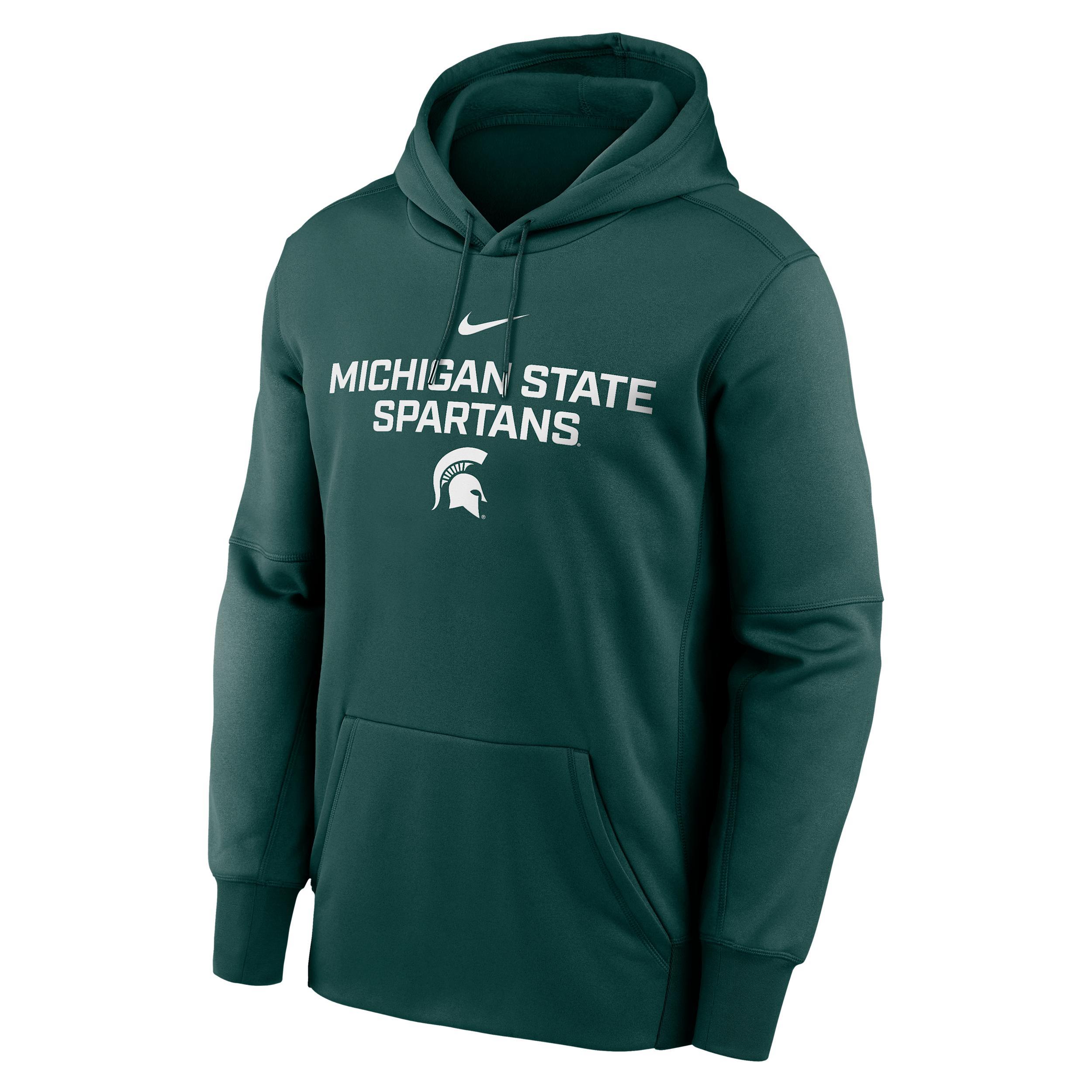 Mens Michigan State Team Stacked Mens Nike Therma College Pullover Hoodie | NKAQ3EYMST-DQE Product Image