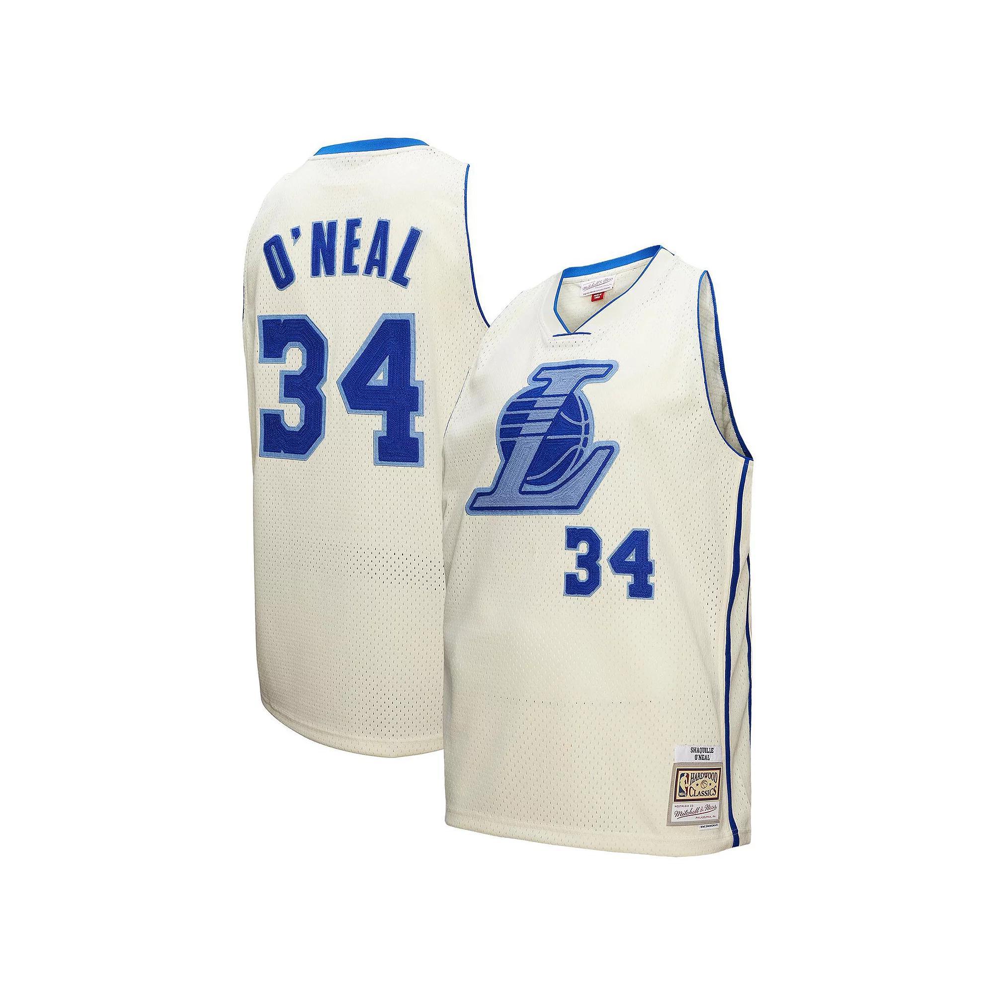 Men's Mitchell & Ness Shaquille O'Neal Cream Los Angeles Lakers Chainstitch Swingman Jersey,  Product Image