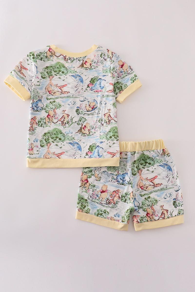 Yellow character print shorts set Product Image
