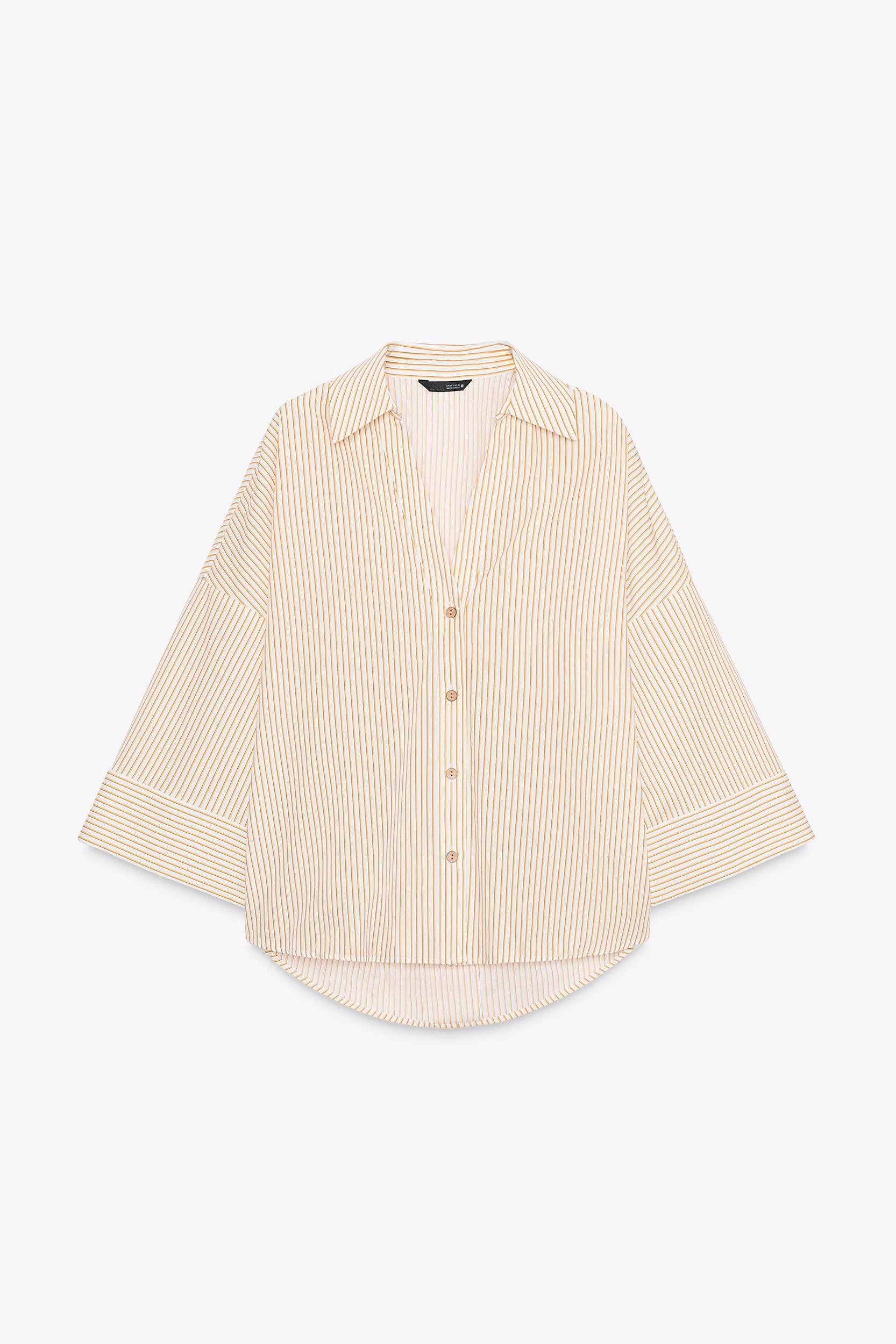 STRIPED POPLIN SHIRT WITH WIDE SLEEVES Product Image