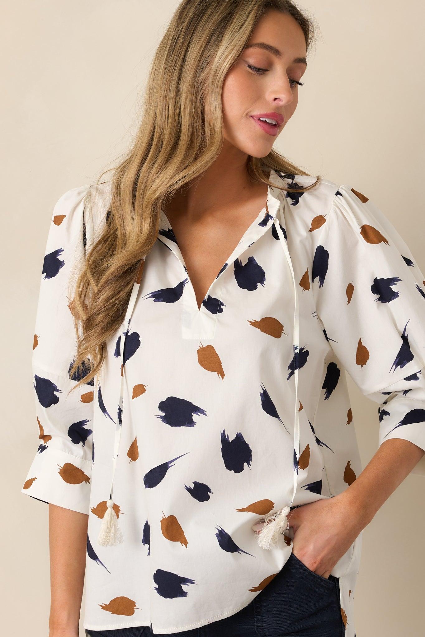 From The Top Cotton Ivory Blouse Product Image