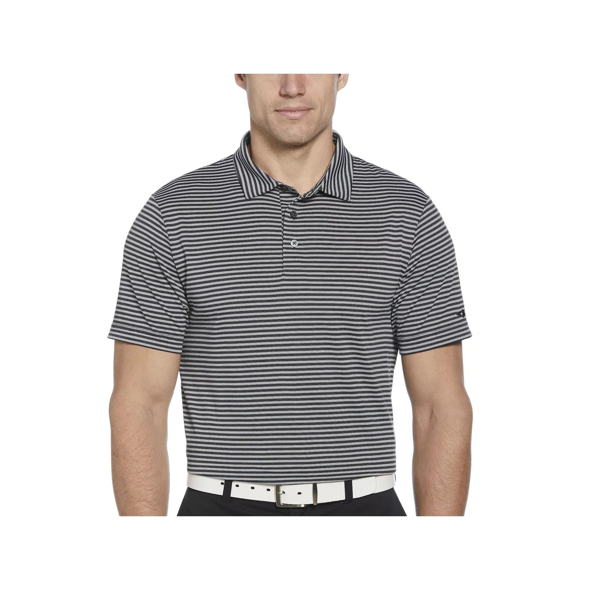 Men's Grand Slam Grand Slam Heather Stripe Short Sleeve Slim Fit Golf Polo Shirt, Size: Small, Caviar Grey Product Image