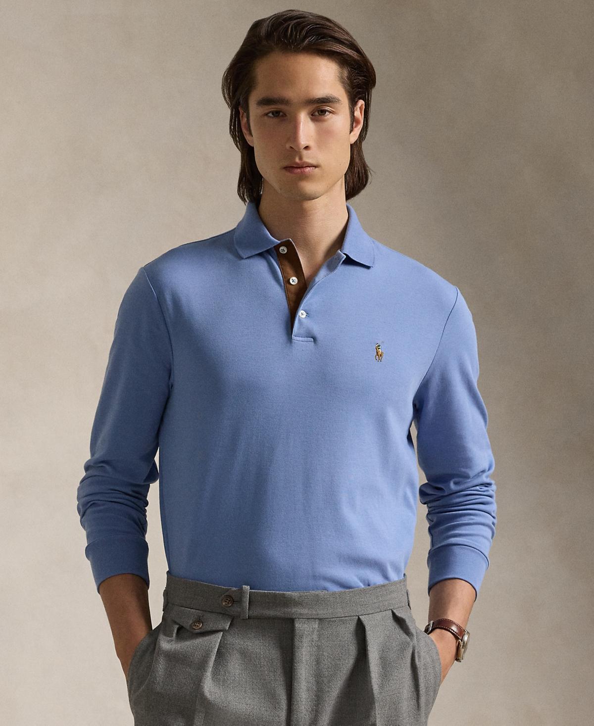 Polo Ralph Lauren Long Sleeve Polo Shirt Marl Heather) Men's Clothing Product Image