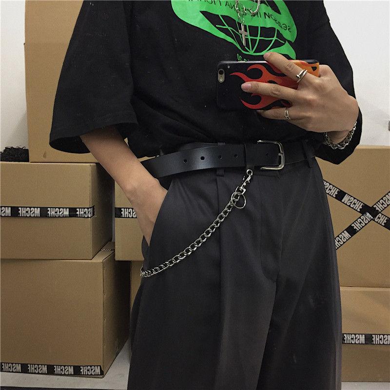 Faux Leather Belt With Chain Product Image